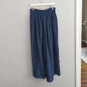 Anthropologie Daily Practice The Aster Cotton Gauze Blue Pants Wide Leg Large